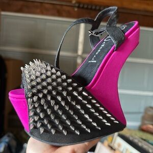 Jeffrey Campbell Vicious Fuchsia and Black Spiked Platforms